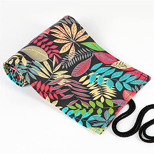 DIYOMR 24/36/72 Slots Pencil Wrap Pencil Rolls, Artist Colored Pencils Roll Up Bag Short Brushes Pouch Case Pencils Organizer for Drawing Coloring and Sketching (Colorful Leaves, 72slots) - Image 3