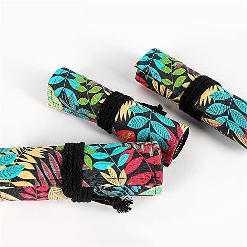 DIYOMR 24/36/72 Slots Pencil Wrap Pencil Rolls, Artist Colored Pencils Roll Up Bag Short Brushes Pouch Case Pencils Organizer for Drawing Coloring and Sketching (Colorful Leaves, 72slots) - Image 5