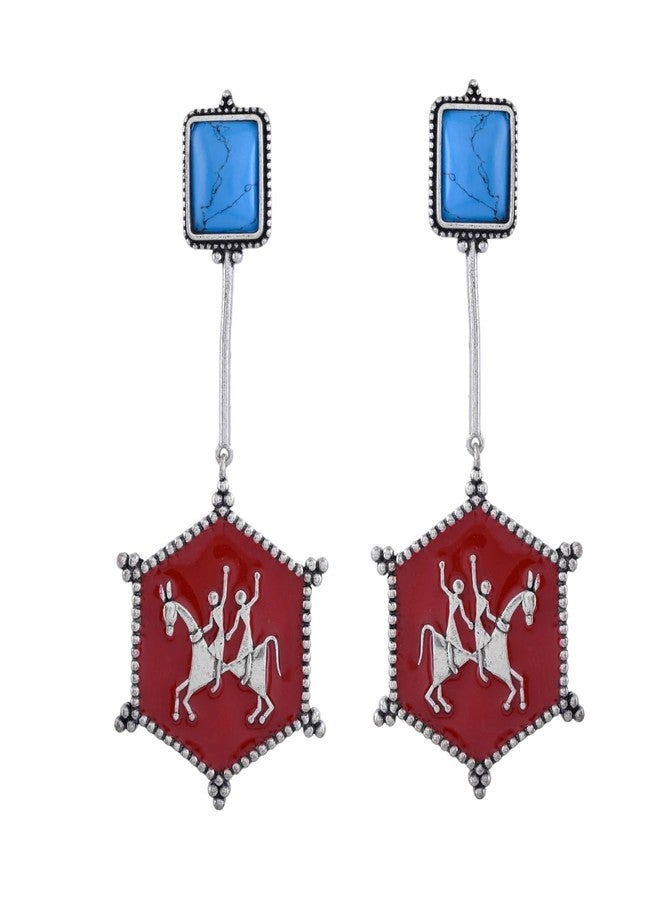 Voylla Warli Tenu Leke Main Javanga Earrings Danglers Earrings For Women, Enamel, Summer, Gift For Her, Oxidised - Image 4
