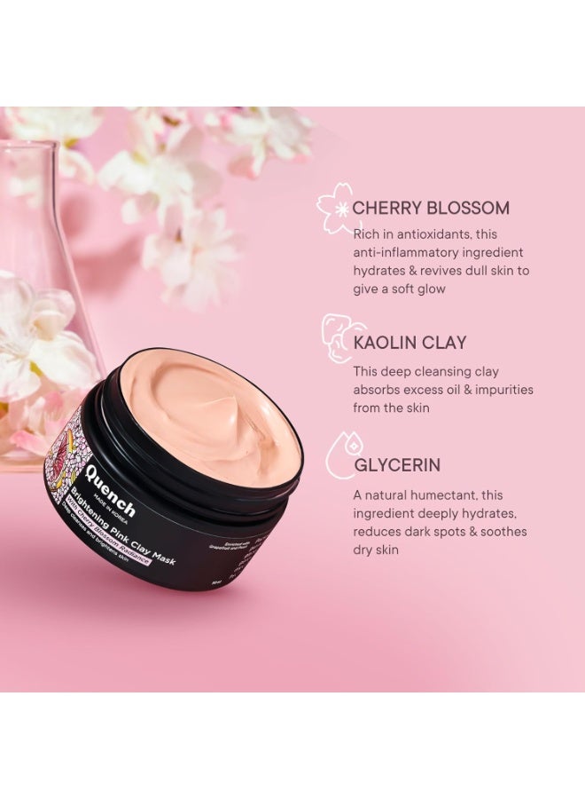 كوينش قناع الطين الوردي المفتّح من QUENCH BOTANICS | قناع طيني كوري بخلاصة زهر الكرز وطين الكاولين | صُنع في كوريا (50 مل) - Image 3