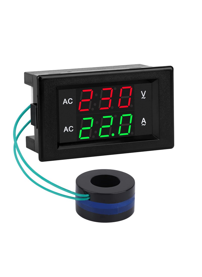 DROK DROK Volt Amp Meter, AC 500V 100A Digital Voltmeter Ammeter Panel, 0.39 Inches LED 2in1 Multimeter, 2-Wire Voltage Amperage Tester Gauge with Current Transformer  - Image 1