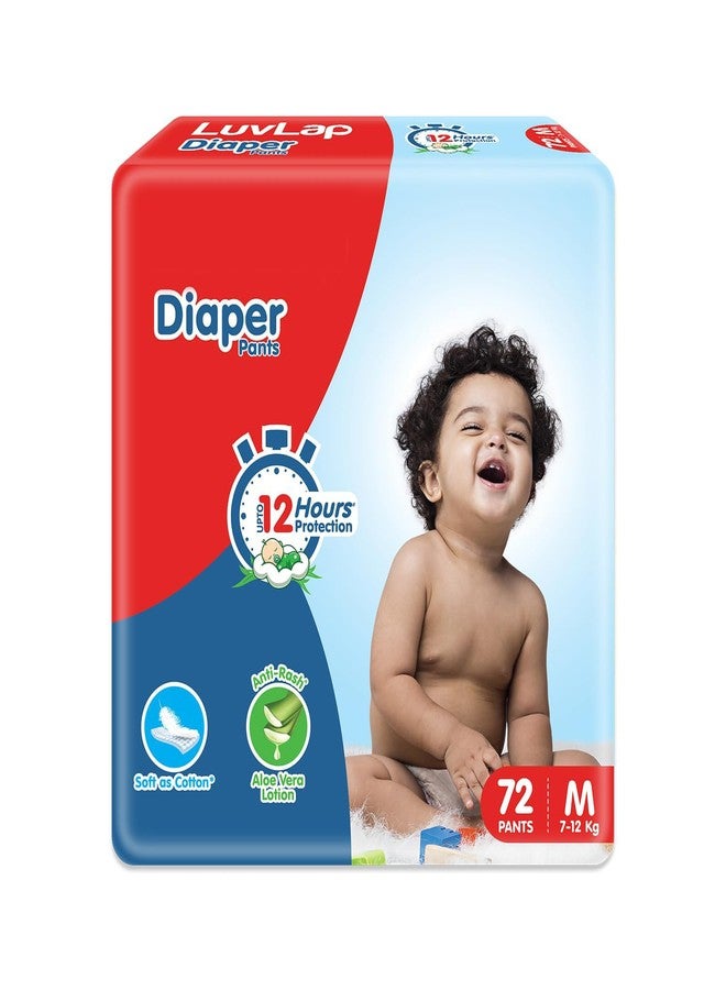 Luv-Lap Baby Diaper Pants M Size (Medium), with Aloe Vera Lotion for rash protection, Pack of 72 Count, with upto 12Hr protection For babies of 7 to 12Kg Visit the LuvLap Store