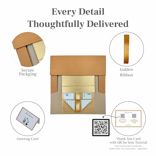 Boxotica Golden Small Gift Box – Foldable Rigid Hamper with Ribbon & Greeting Card, Reusable Keepsake Box for Dry Fruits, Weddings, Birthdays, Housewarming Return Gifts, Thambulam & Vratham Kits | 23.5×17×10 cm - Image 3