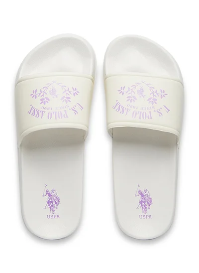U.S. Polo Assn. Women's White Signature Slides – Effortless Style Meets Ultimate Relaxation!
