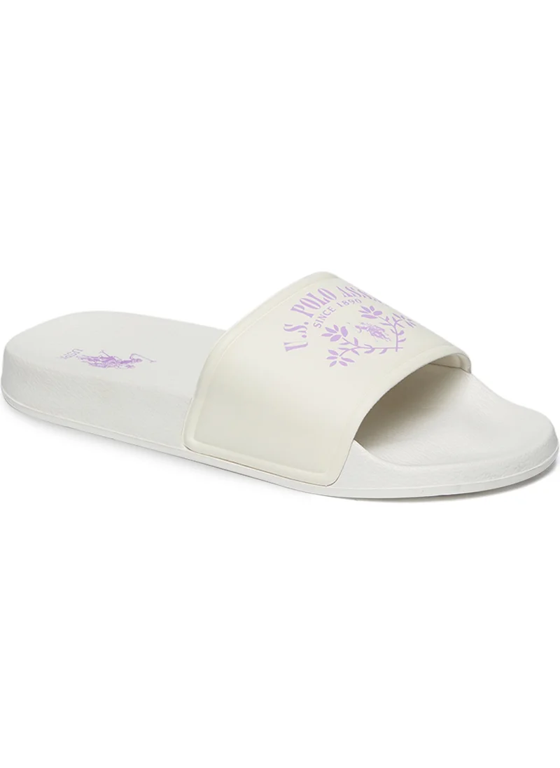 U.S. Polo Assn. Women's White Signature Slides – Effortless Style Meets Ultimate Relaxation!