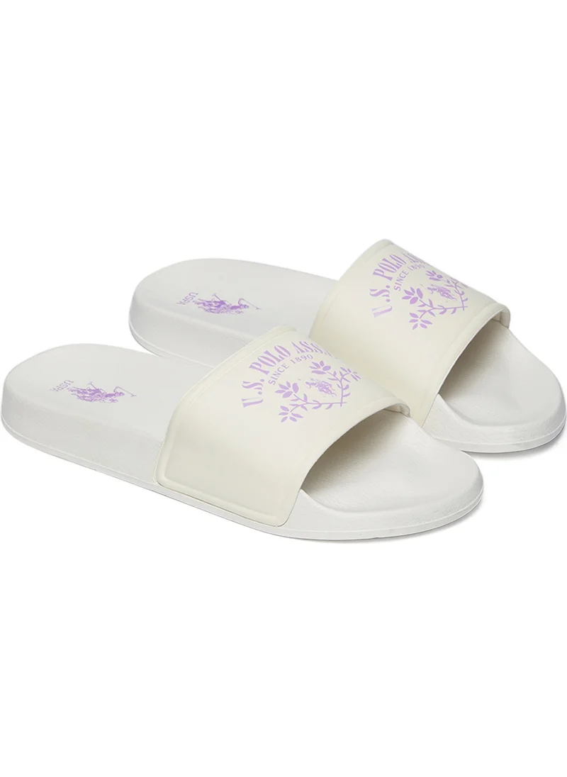 U.S. Polo Assn. Women's White Signature Slides – Effortless Style Meets Ultimate Relaxation!