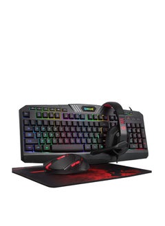Redragon S101 Wired RGB Backlit Gaming Keyboard and Mouse, Gaming Mouse Pad, Gaming Headset Combo All in 1 PC Gamer Bundle for Windows PC – (Black)