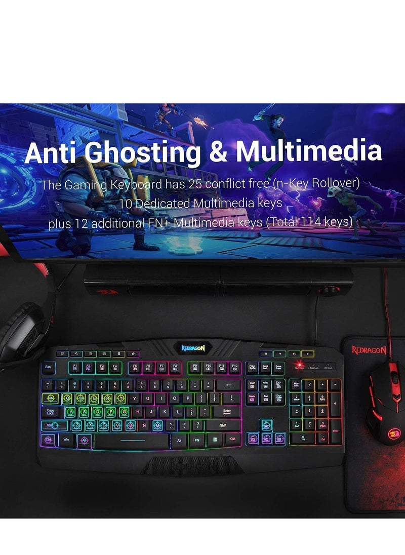 REDRAGON - Redragon S101 Wired RGB Backlit Gaming Keyboard and Mouse, Gaming Mouse Pad, Gaming Headset Combo All in 1 PC Gamer Bundle for Windows PC – (Black) - Image 1