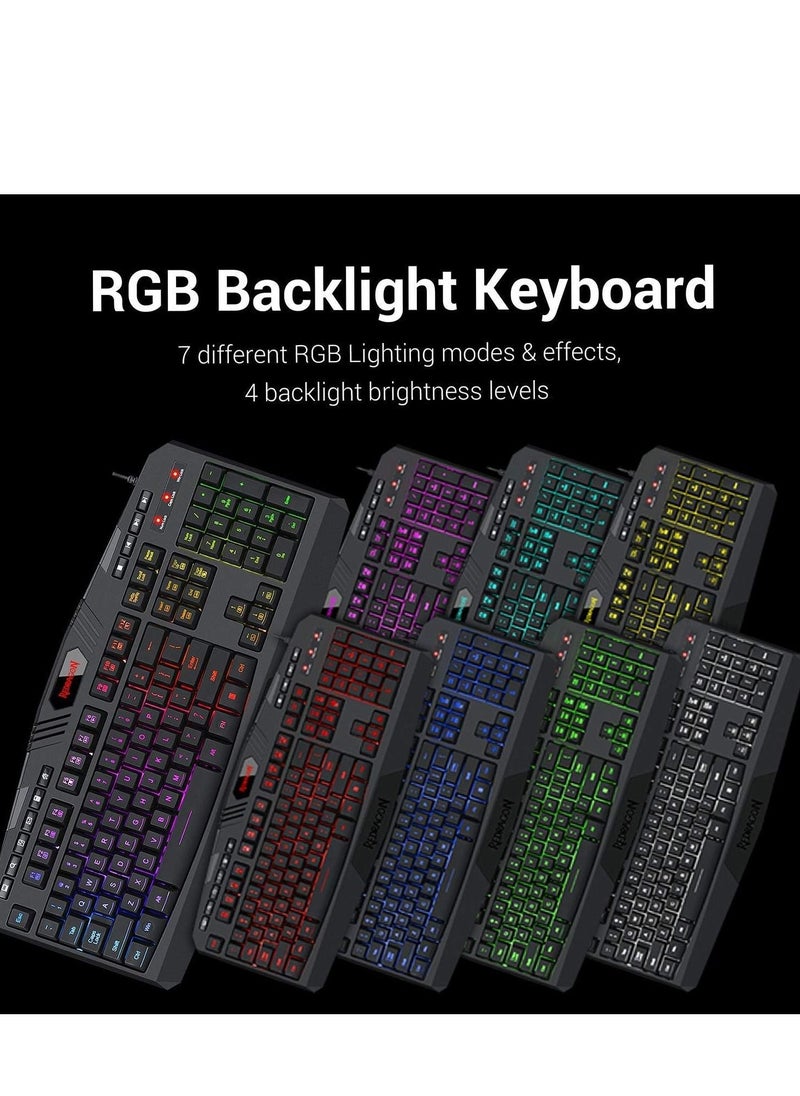 REDRAGON - Redragon S101 Wired RGB Backlit Gaming Keyboard and Mouse, Gaming Mouse Pad, Gaming Headset Combo All in 1 PC Gamer Bundle for Windows PC – (Black) - Image 1