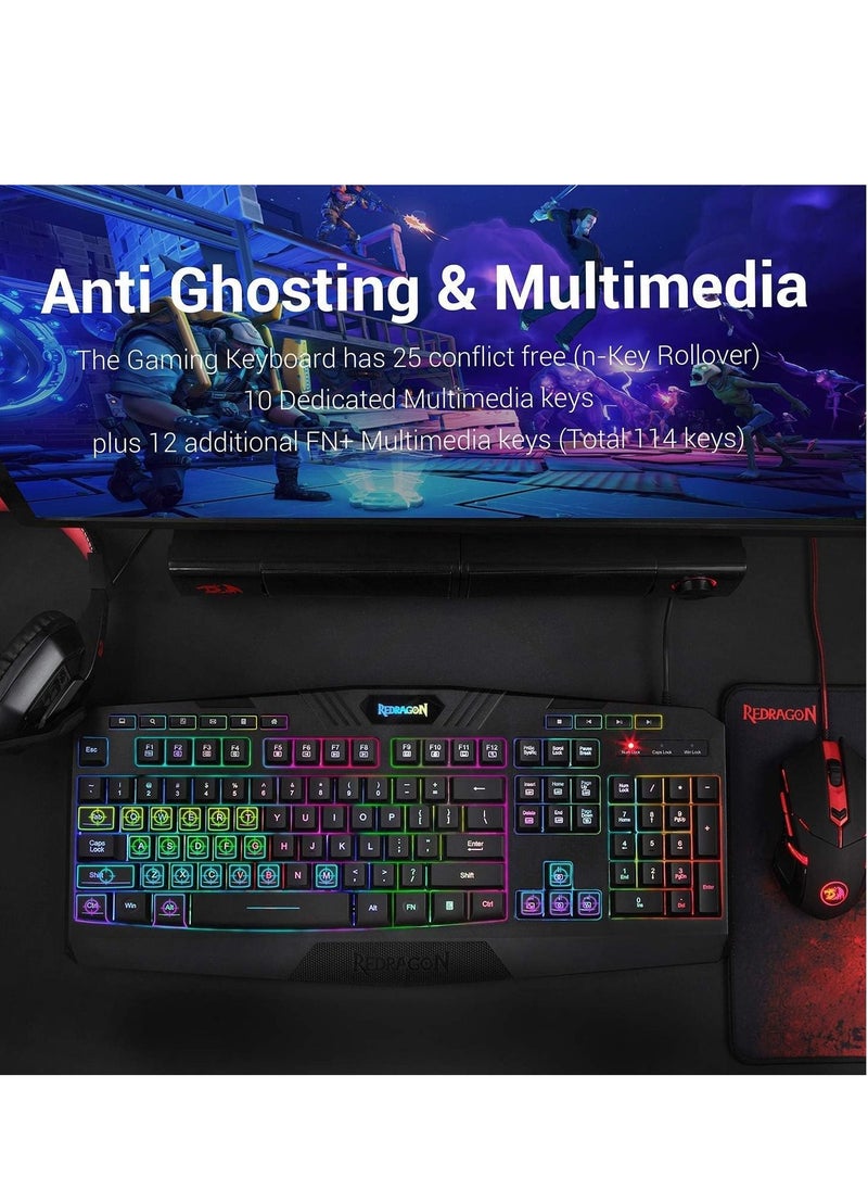 REDRAGON - Redragon S101 Wired RGB Backlit Gaming Keyboard and Mouse, Gaming Mouse Pad, Gaming Headset Combo All in 1 PC Gamer Bundle for Windows PC – (Black) - Image 1