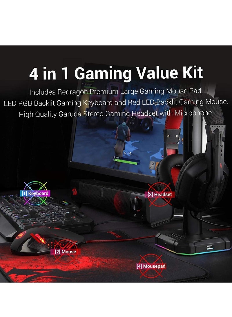 REDRAGON - Redragon S101 Wired RGB Backlit Gaming Keyboard and Mouse, Gaming Mouse Pad, Gaming Headset Combo All in 1 PC Gamer Bundle for Windows PC – (Black) - Image 1