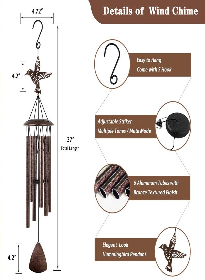 Doopeer Wind Chimes, 37" Hummingbird Wind Chimes for Outside Garden Patio Yard Decor, Hummingbird Gifts for Mom Women Grandma Wife, Deep Tone Windchimes for Christmas, Mother's Day, Birthday - Image 5