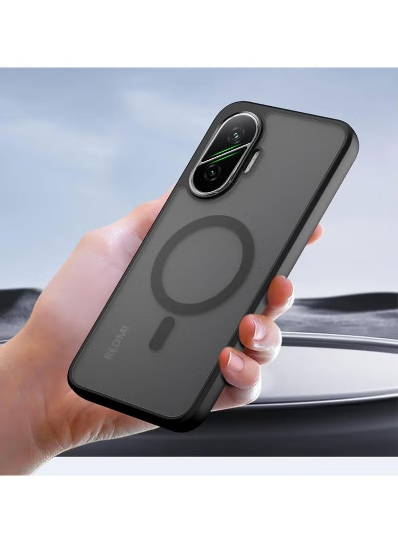 Case Compatible with Xiaomi Poco F7 2025, featuring MagSafe compatibility, shock resistance, anti-yellowing properties, and a classic hybrid material magnetic closure. - Image 5