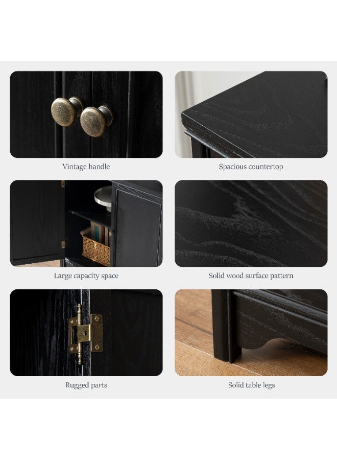 DOOHWAN Solid Wood Buffet Cabinet with Storage - Natural Wood Veneers& Water Based Paint Finished - Vintage Sideboard Cabinet with 2 Door and Shelves for Dinning Room,Entryway - Image 3