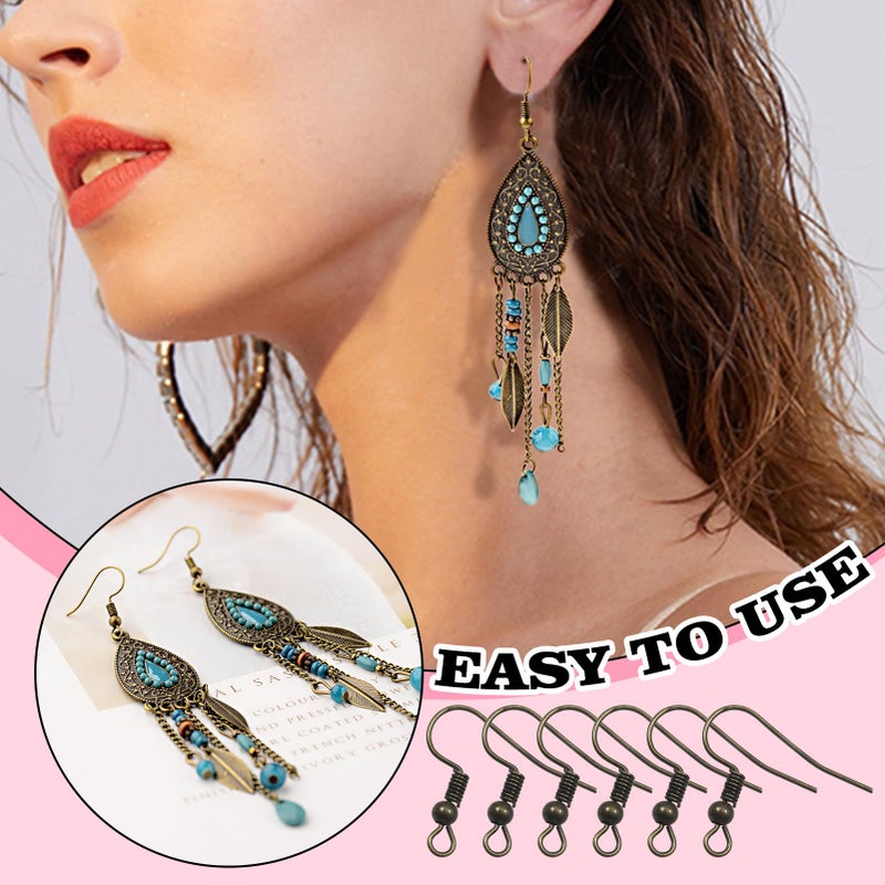 TOAOB THE ONE AND ONLY BABY TOAOB 100pcs Earring Hooks Hypo Allergenic French Ear Wires with Ball and Coil 18mm Antique Bronze Fish Hook Earrings Making Supplies Jewelry Findings - Image 5