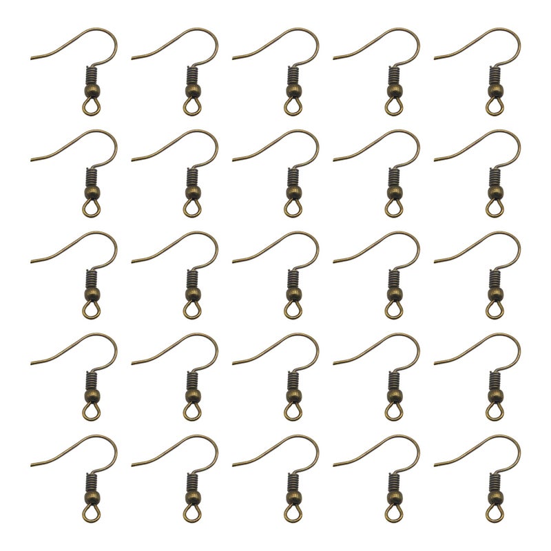 TOAOB THE ONE AND ONLY BABY TOAOB 100pcs Earring Hooks Hypo Allergenic French Ear Wires with Ball and Coil 18mm Antique Bronze Fish Hook Earrings Making Supplies Jewelry Findings - Image 1
