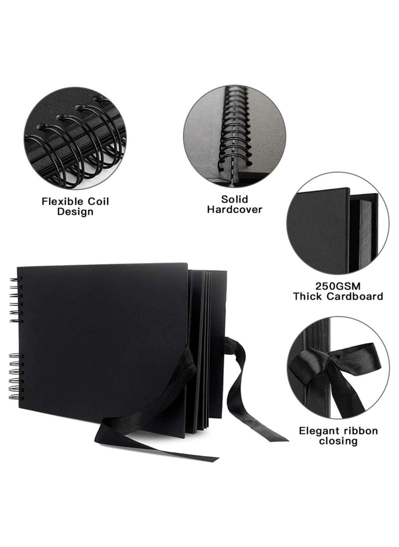 KASTWAVE Scrapbook Photo Album, Wedding Guest Book Anniversary Memory Scrapbooking, Photo Album with DIY Accessories Kit for Craft Paper Gifts, Black Cover 40 Sheets 11.5 x 8.5 Inch  - Image 2