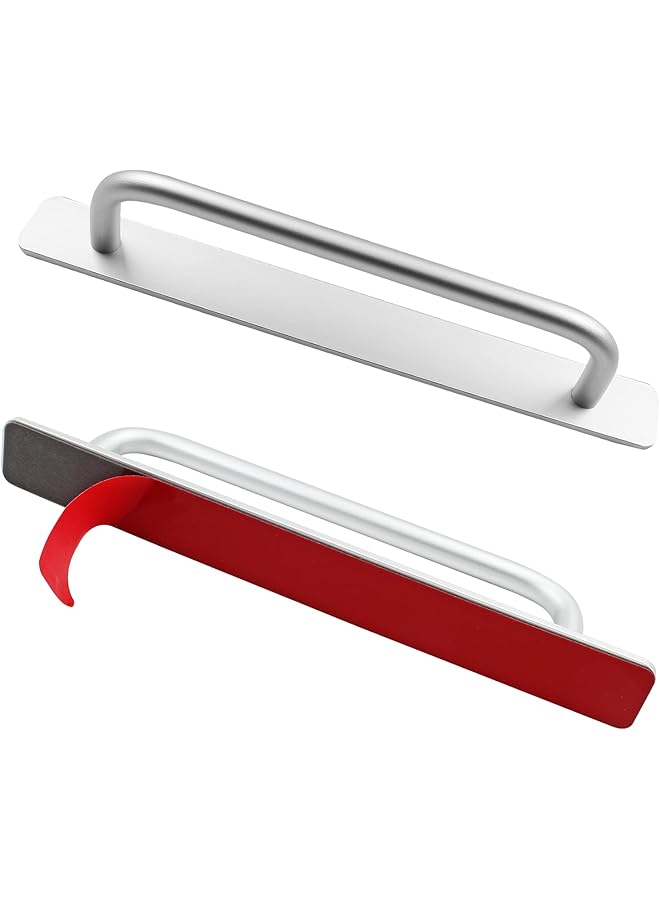 The Bros 2 Pcs Self-Stick Instant Cabinet Drawer Handles Pulls, Silver Aluminum Alloy Cabinet Pulls for Kitchen Cabinet Drawer Window Sliding Closet, with Adhesive(8.35 Inch/ 212mm) - Image 1