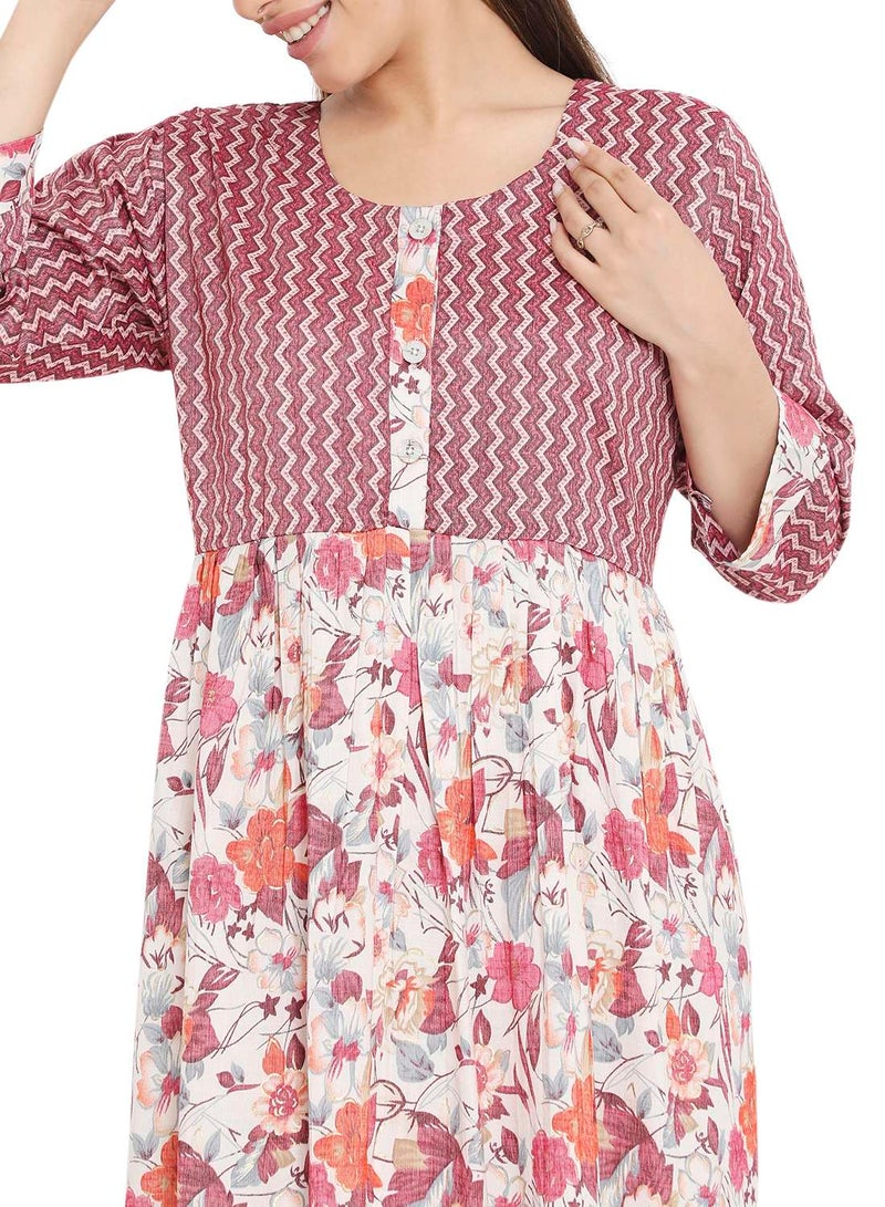 HANA & SARA ELEGANT FLORAL PRINTED VISCOSE SHORT ARABIC KAFTAN JALABIYA DRESSES - Image 3