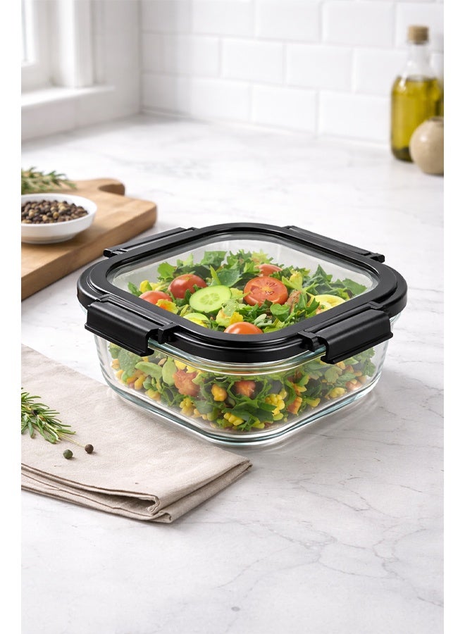 NKX Set of 2 Glass Food Storage Containers with Airtight Lids and Silicone Protection, Leakproof Food Organizer, Freezer, Dishwasher, Microwave Safe Kitchen Organizer for Food - Image 2