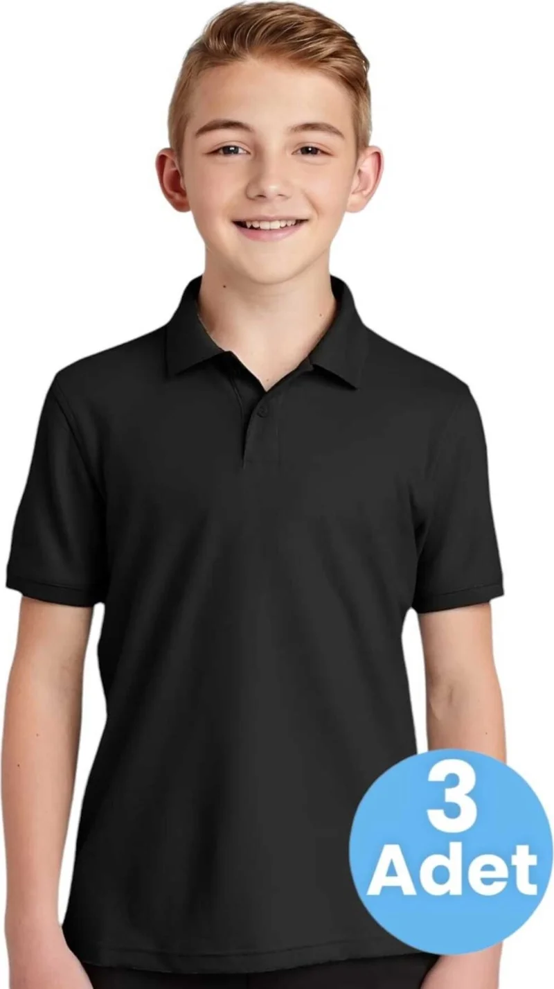 Tezzgelsin 3-Piece Boys Cotton Polo Collar T-Shirt Daily and School Uniform School T-Shirt