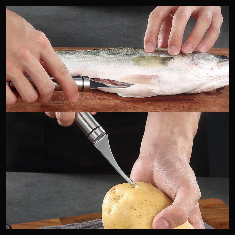 Stainless Steel Shrimp Deveiner and Peeler Tool 2 Piece Kitchen Gadget for Seafood Cleaning - Image 4