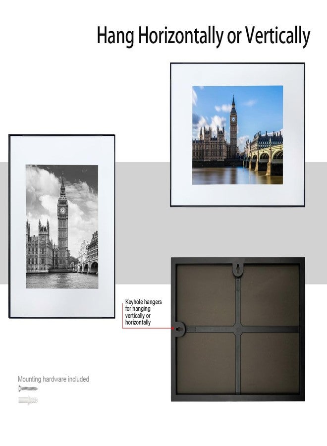 GOmaize Front Loading Black Picture Frame Set of 5,Display pictures 8x10 with mat or 11x14 without mat,Wall and Table Mounting - Image 3