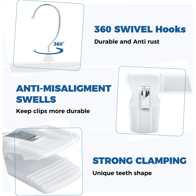 Smartor Skirt Hangers|Pants Hangers with Clips| 10 30 60 Pack Available | Space Saving| Durable| Upgraded Clips| Pants Hanger for Men| White Hanger Clips for Women Shorts, Jeans, Slacks - 30 Pack - Image 5