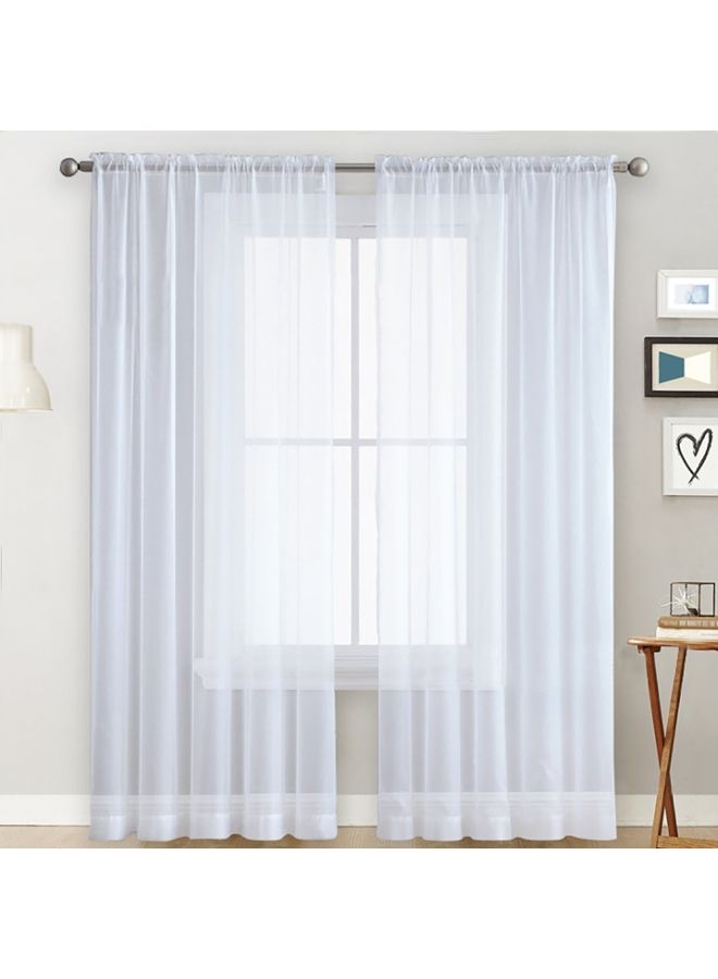 إسكدنيا ستائر من الفوال شبه شفافة قطعتين أبيض - Image 1