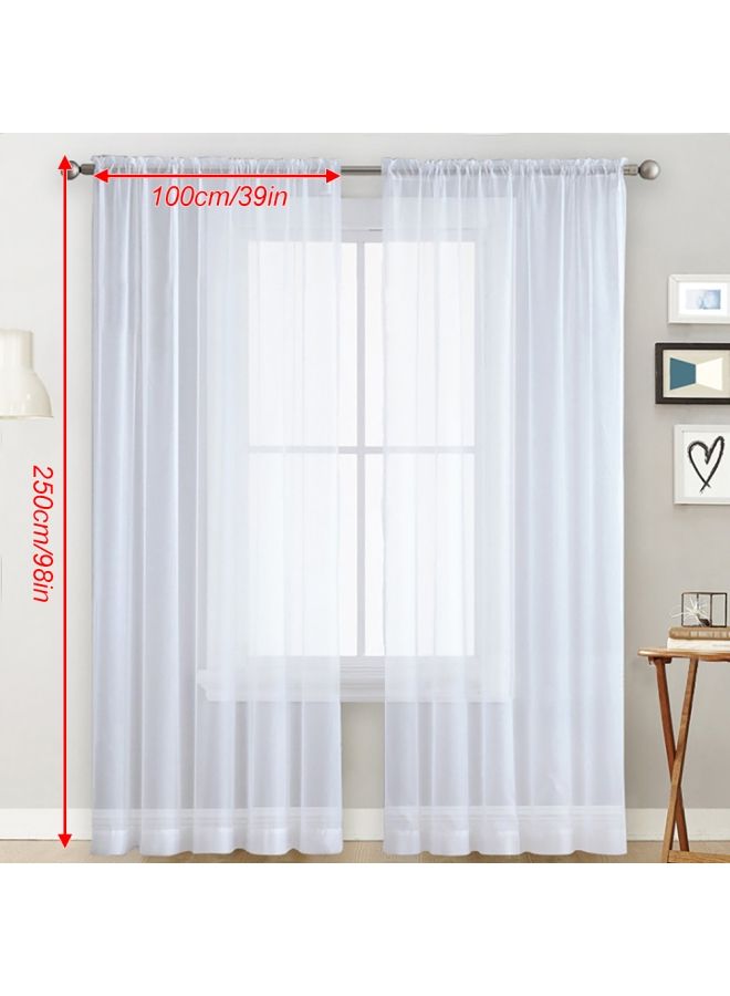 إسكدنيا ستائر من الفوال شبه شفافة قطعتين أبيض - Image 2