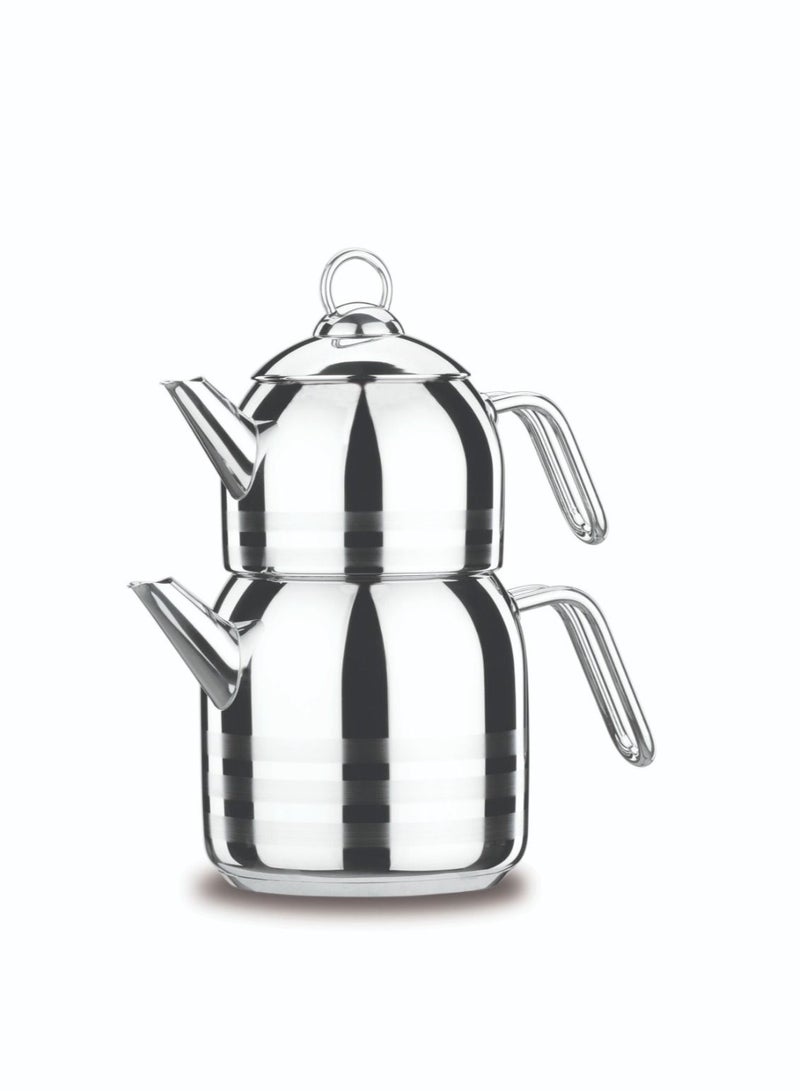 Korkmaz teapot set, steel steamer, 1.1 liters + 2 liters - Image 1