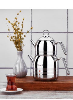 Korkmaz Korkmaz teapot set, steel steamer, 1.1 liters + 2 liters  - Image 2