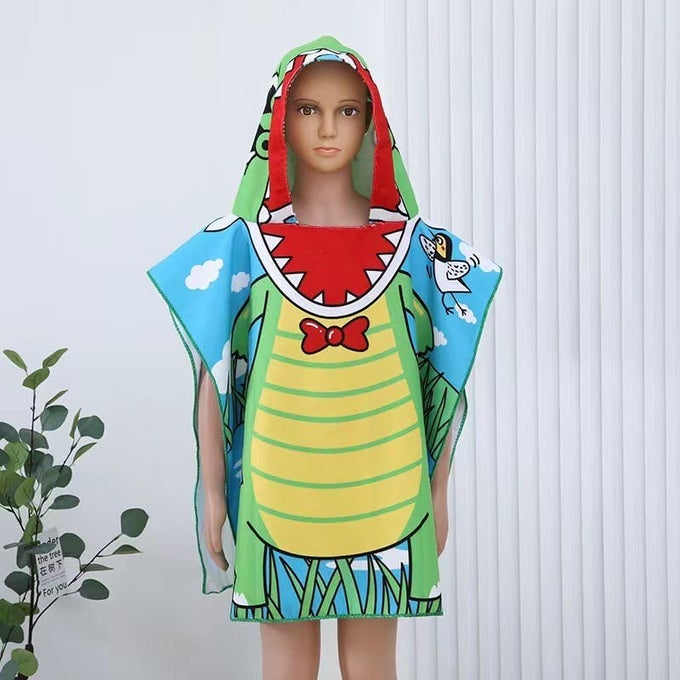 PONCHO TOWEL FOR KIDS HOODED BATH TOWELS 60 X 120 CM TODDLER POOL TOWEL FOR BOYS GIRLS 17 YEARS BLUE GREEN