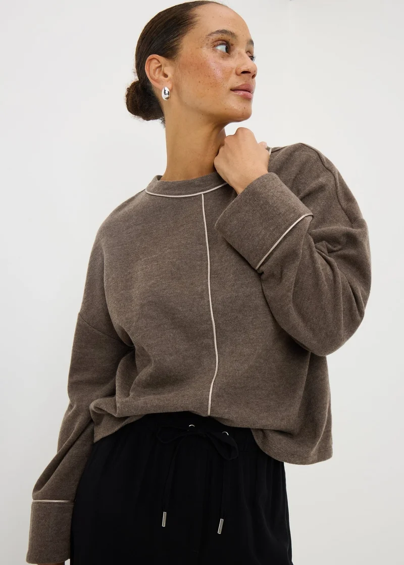 Matalan Chocolate Brown Cuffed Snit Top