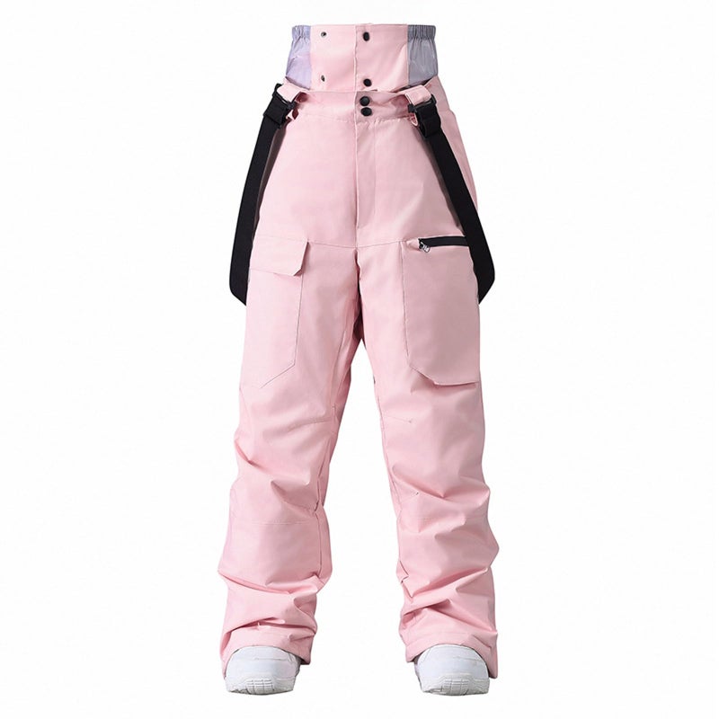 GS SNOWING Women Baggy Ski Pants Men Snow Bibs Snowboard Overall Insulated Windproof Waterproof for Winter Outdoor Sports Pink L - Image 1