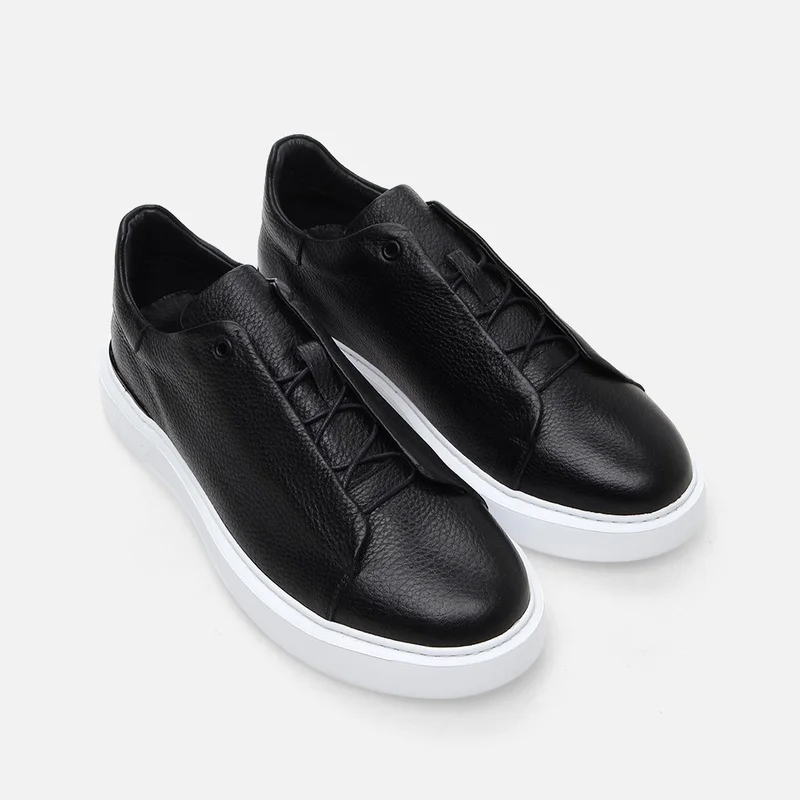Hotiç 02AYH285670A100 GENUINE Leather Black Men's Casual Shoes