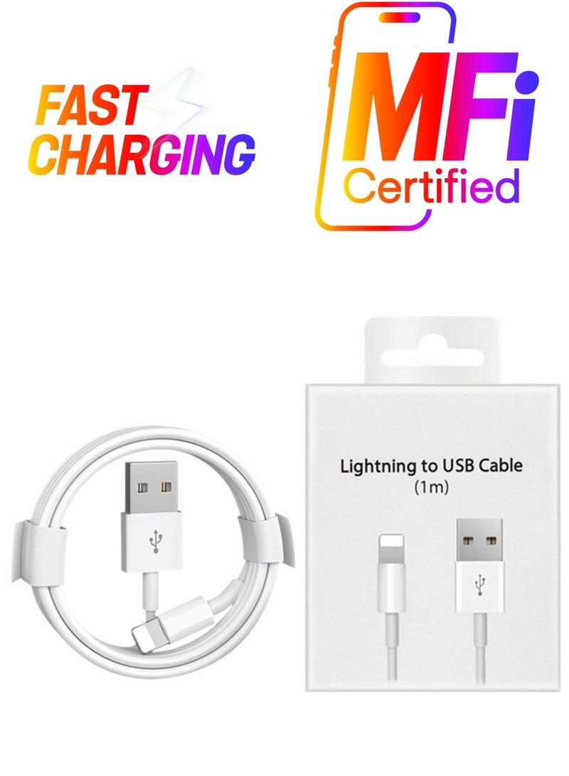 NTECH 1M USB Charger Cable & Data Sync Cord for iPhone X-XS Max/XR, 6/8 Plus, 11/13/14 Pro Max, SE 2020, iPad Mini 2/3/4, Air 2 Pro - 1M - Image 1