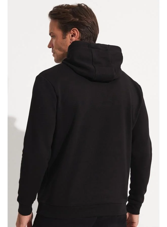 جون June Men Regular Fit Kangaroo Pocket Hooded Sweatshirt Black