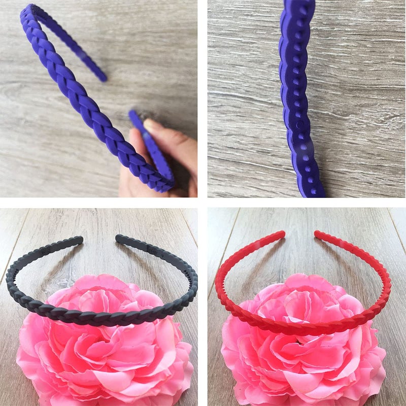 Springtime 12pcs Colorful Thin Headbands for Women 6mm Light Pigtail Skinny Hairbands for Girls Hard Teeth Headbands For Kids Teens - Image 5