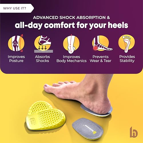 betterhood PosturePro Orthopedic Heel Pads for Heel Pain Relief | Extra Cushioning Heel Insoles | Shock Absorb Shoe Inserts for Men Women | All-day Comfort Heel Cushions (Size 8-11 UK, Pack of 1 Pair) - Image 3