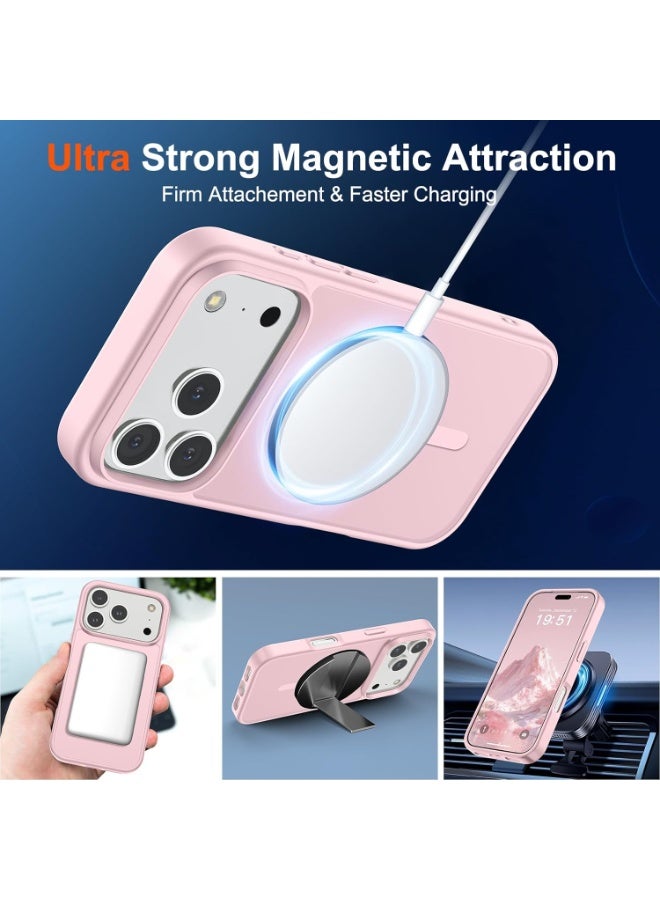 أكاليكس جراب مغناطيسي غير لامع لهاتف آيفون 17 برو، متوافق مع ماج سيف، غطاء فاخر مطلي، جراب حماية للهاتف مقاوم للصدمات مصنوع من مادة TPU الناعمة غير اللامعة | وردي - Image 5