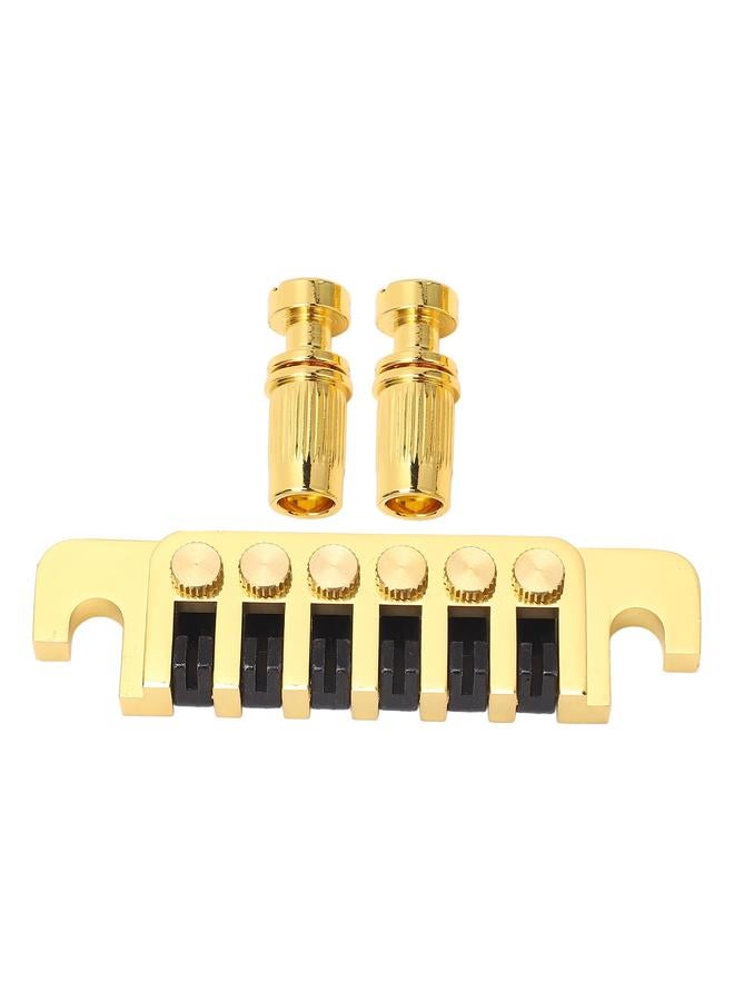 Guitar Bridge Tailpiece Reversible Wrap Around Saddle Bridge Stop Tailpiece for LP EPI Style Electric Guitars Gold