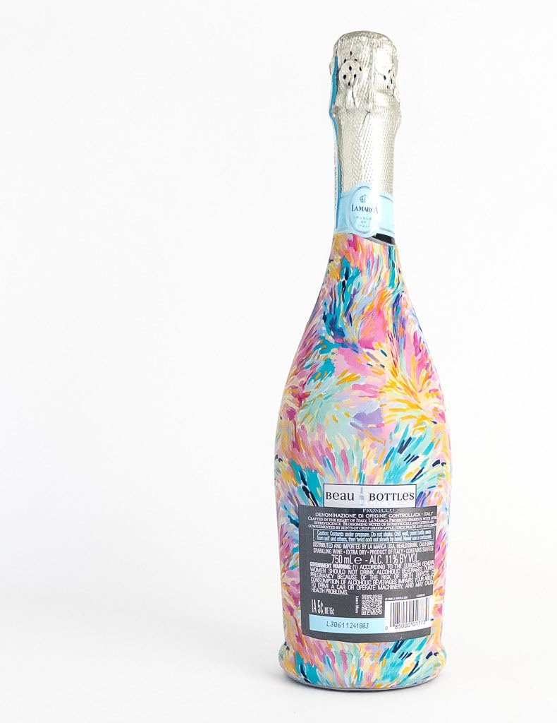 beaubottles غطاء ملصق نبيذ مخصص للاحتفال بألوان الباستيل لزجاجة شمبانيا لا ماركا 750 مل - ملصقات زجاجات نبيذ مخصصة لحفلات الزفاف، الفعاليات والهدايا - تطبيق سهل بالانكماش - Image 1