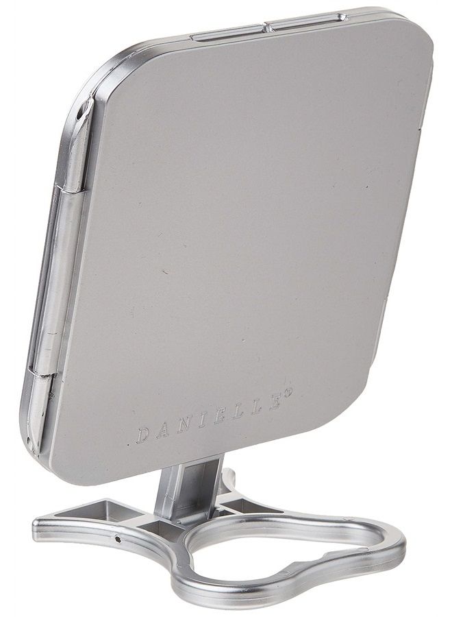 Portable 3 Sided Foldable Beauty Mirror with Built in Stand, Silver