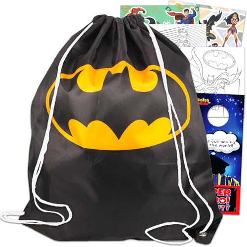 DC Comics Batman Travel Bag Bundle 4 Pack Batman Activity Set with Batman Cinch Bag Stickers and More for Boys Batman Travel Set - Image 1