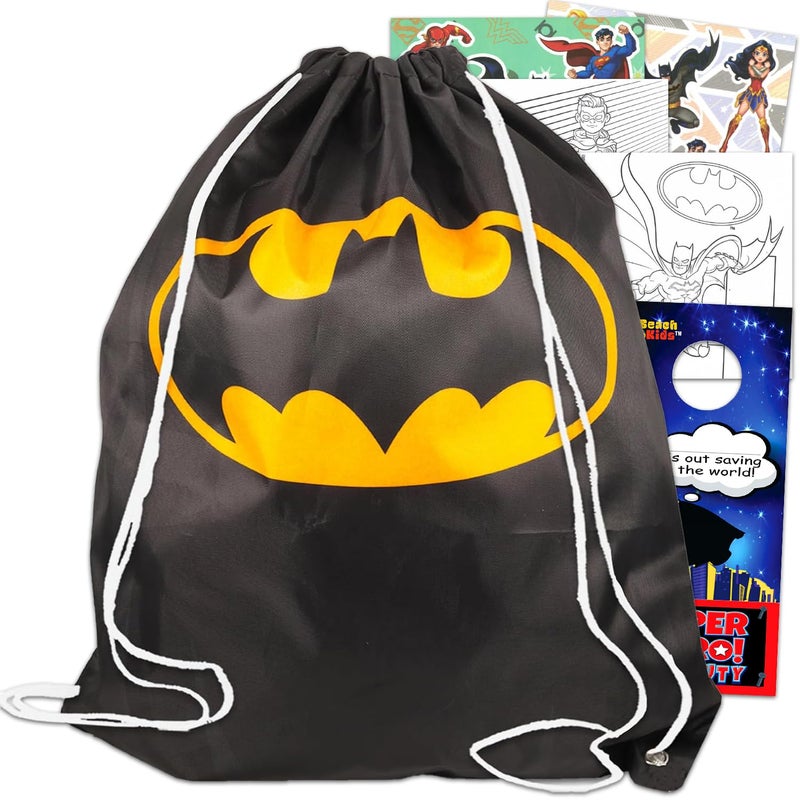 DC Comics Batman Travel Bag Bundle 4 Pack Batman Activity Set with Batman Cinch Bag Stickers and More for Boys Batman Travel Set - Image 2