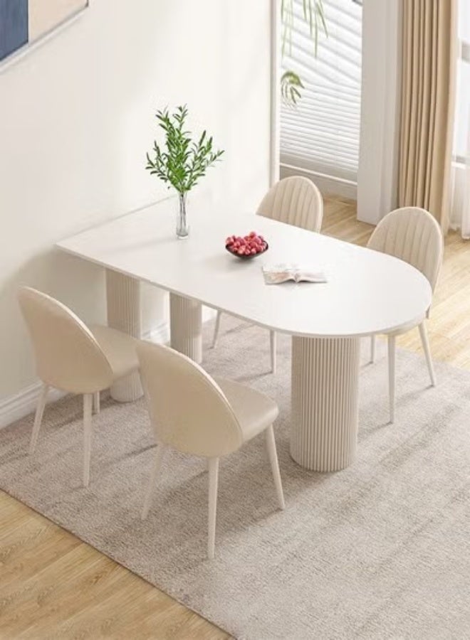 سي آند سي هوم طاولة طعام بتصميم حديث قطعة واحدة للمطبخ، طاولة غرفة الطعام البيضاء، غرفة الطعام، المطبخ، غرفة المعيشة، طاولة القهوة الترفيهية، مقاس 120 × 60 × 75 سم - Image 1