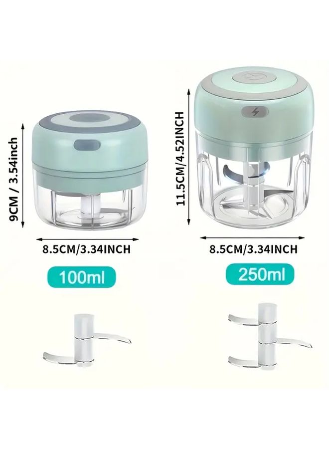 White Garlic Masher And Meat Grinder With USB Operation Handle Clear Top Heavy Duty Plastic Processor For Garlic Vegetables Meat Compact Mincer Lock Easy Clean Design Mini Kitchen Appliance For Small Kitchens Convenient USB Charging Versatile For Fruits And Vegetables Durable And Easy To Use - Image 3