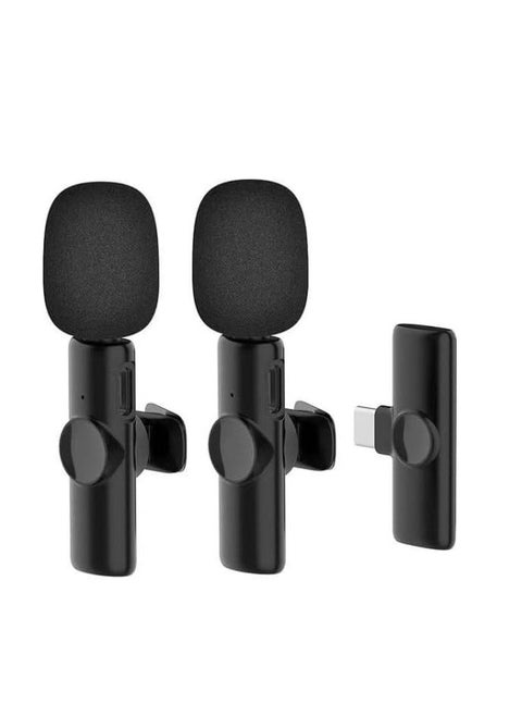 Wireless Lavalier Lapel Microphone for Android Phone & Computer One by Two with USB-C/Type-C Receiver For Samsung, Xiaomi, Oneplus, Oppo Etc..
