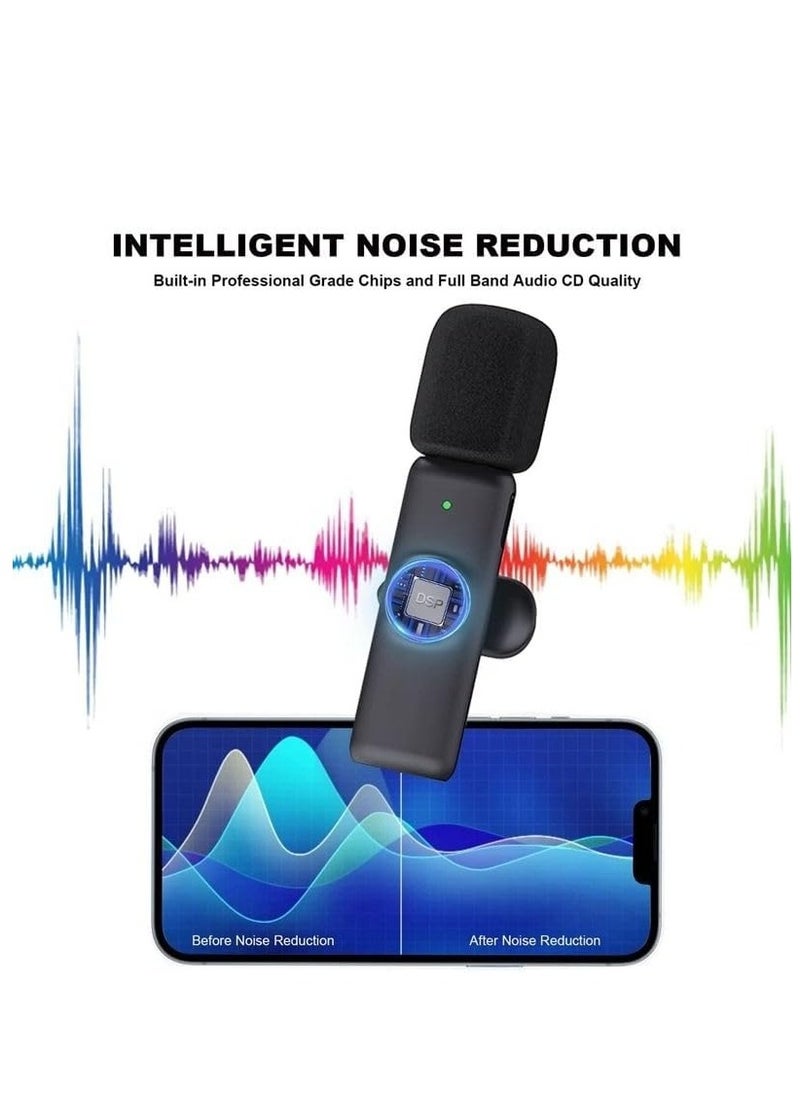 Wireless Lavalier Lapel Microphone for Android Phone & Computer One by Two with USB-C/Type-C Receiver For Samsung, Xiaomi, Oneplus, Oppo Etc..